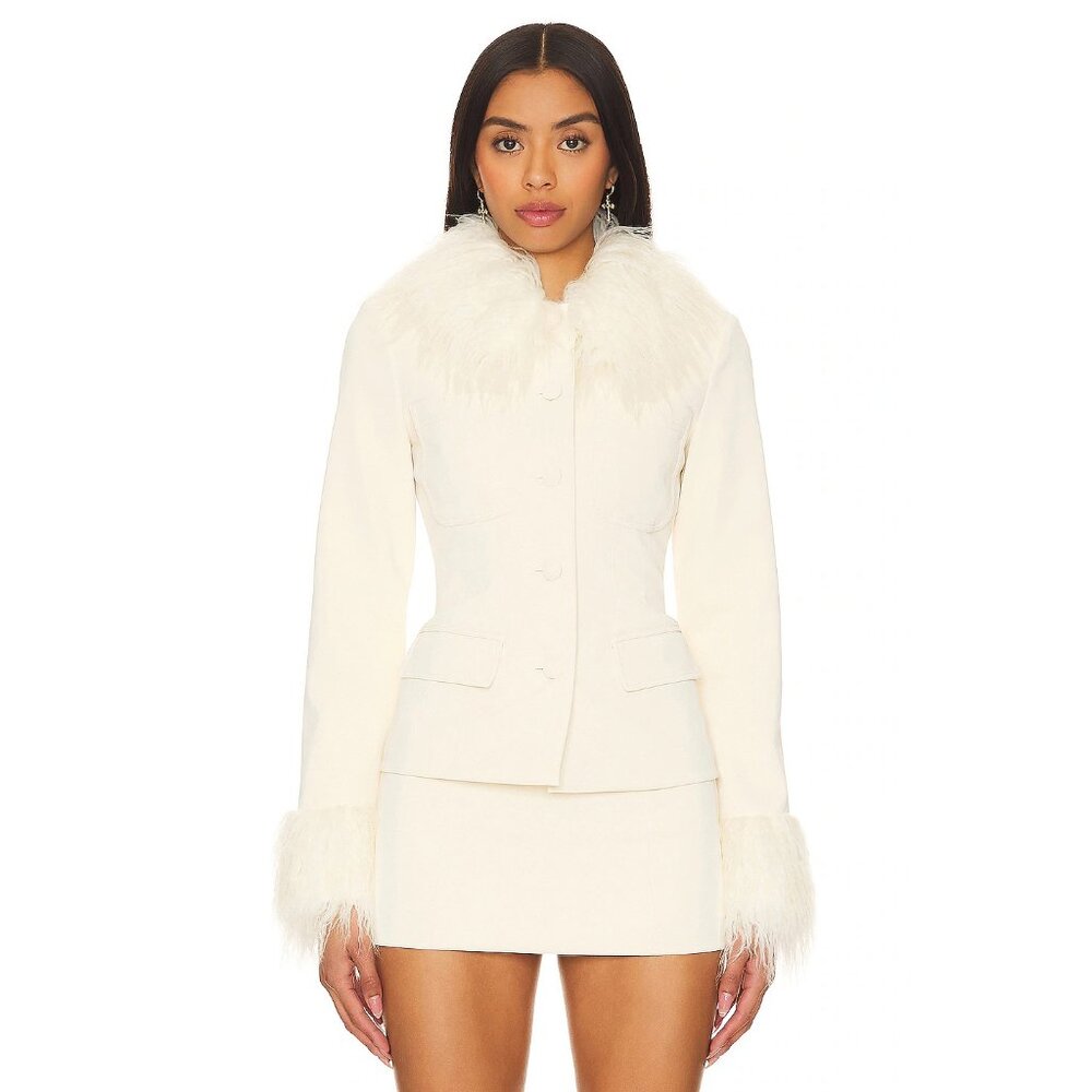 LOBA Anabella Faux Leather Micro Skirt in Off White - Picture 3 of 5